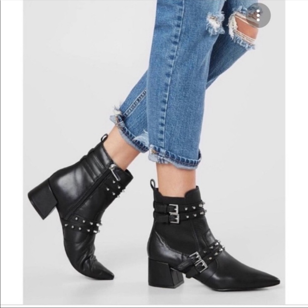 Kendall + Kylie Rad Black Studded Pointed-Toe Ankle Boots